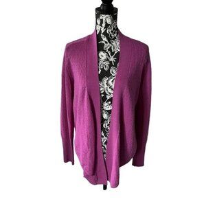 Title Nine Cardigan Sweater Womens wool Purple Long Sleeve Large waterfall front
